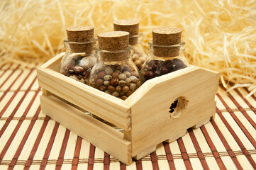 beans and soy in glasses