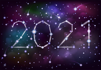 Obraz na płótnie Canvas New 2021 year background with night sky, vector illustration