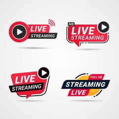 Live Streaming button, badge, logo, emblem label symbol vector illustration