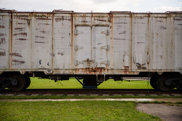 White rusted train car