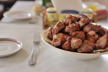 hot fried kebab is on a plate