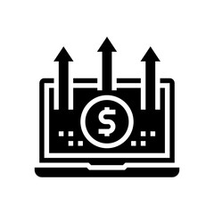 online investment laptop glyph icon vector. online investment laptop sign. isolated contour symbol black illustration