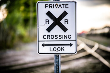 Train Private Crossing sign