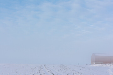 Winter Snow Fields and Farm