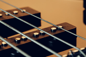 Close up photo of electric guitar fingerboard