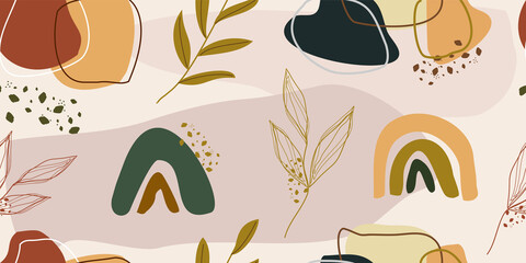 Abstract colorful Hand-drawn modern trendy vector Seamless Pattern illustration with colorful earth tone. Perfect for textile prints. Every pattern is isolated