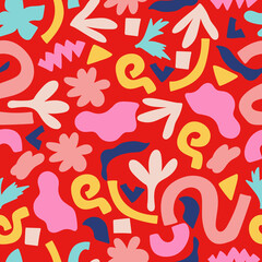 Seamless pattern hand drawn abstract modern. Creative design for apparel, fabric, textile, stationary, wrapping, wallpaper. vector illustration.