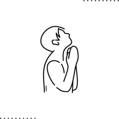 blessing, faith in god, praying man, request vector icon in outlines