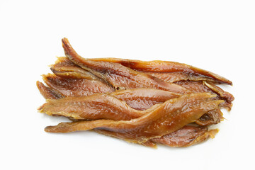 filet d'anchois salés isolé sur un fond blanc