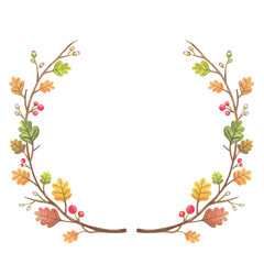 Autumn frame illustration-maple leaves and berries, branches