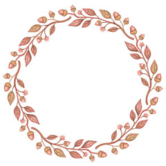 Autumn border illustration-brown leaves and acorns