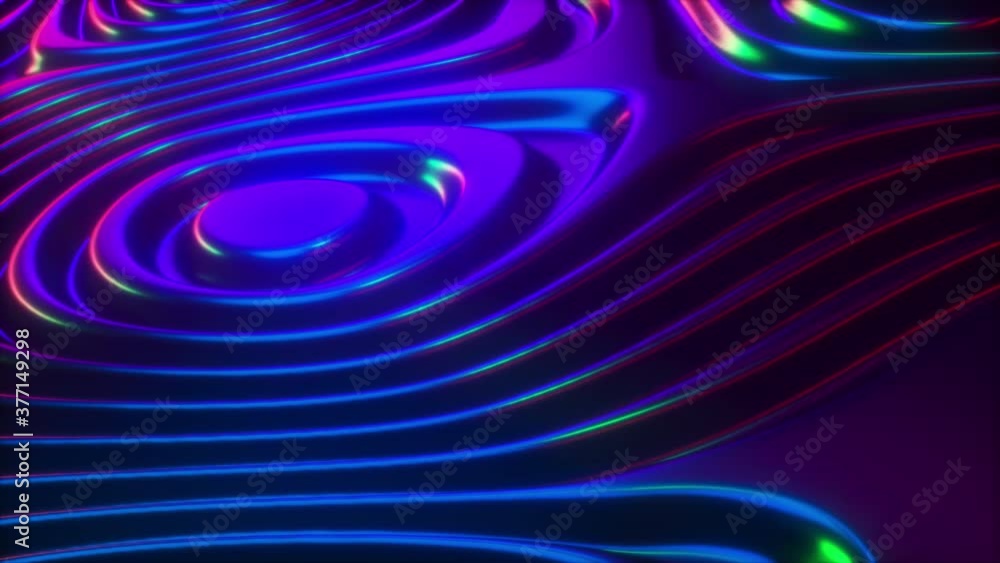Poster 3d wavy surface. abstract waving background with neon ripples. liquid multicolor pattern, moving sha