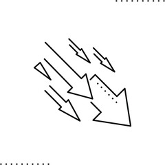 cost reduction, crashing downward vector icon in outlines