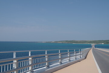 Fototapeta na wymiar Irabe Bridge and beautiful sea scenery on Miyako Island, Okinawa Prefecture, Japan