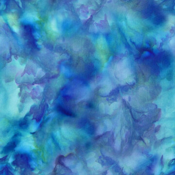 Blue Bleached Watercolour Dye Print