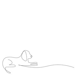 Dog relax line drawing vector illustration