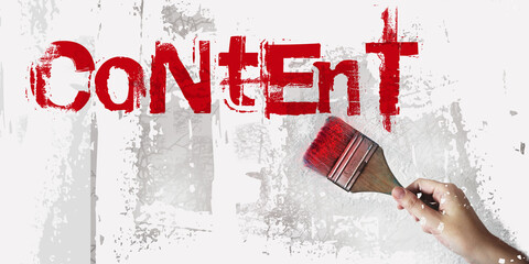 Hand drawing Content words with paintbrush. Business marketing or education plan concept