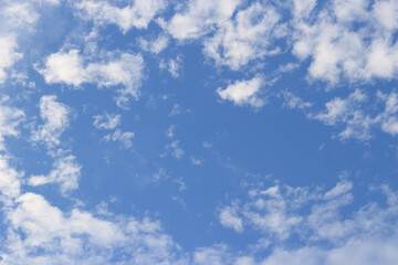 Clear sky with clouds scattered across the sky
