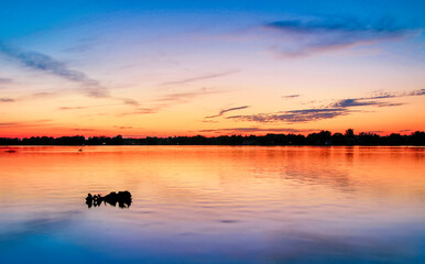 sunset over the lake