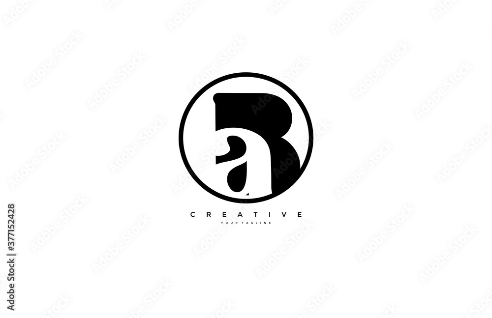 Poster a inside b logo simple initial circle shape design