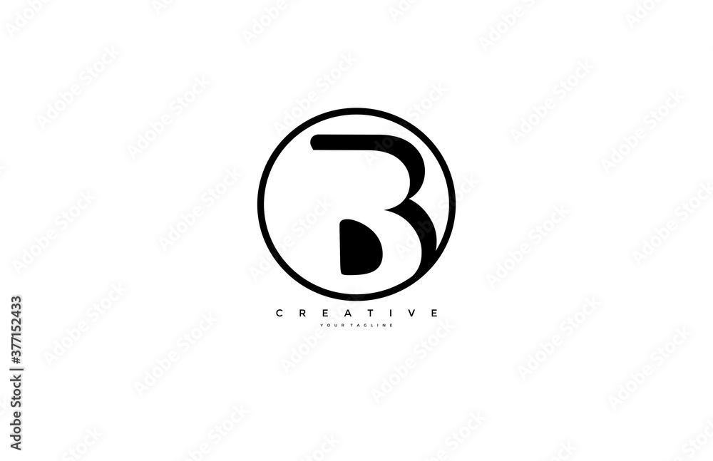 Poster b inside b logo simple initial circle shape design