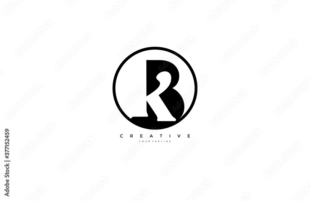 Poster k inside b logo simple initial circle shape design