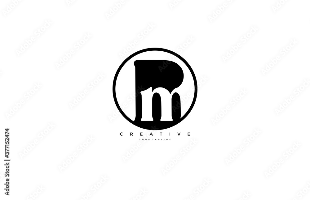 Poster m inside b logo simple initial circle shape design