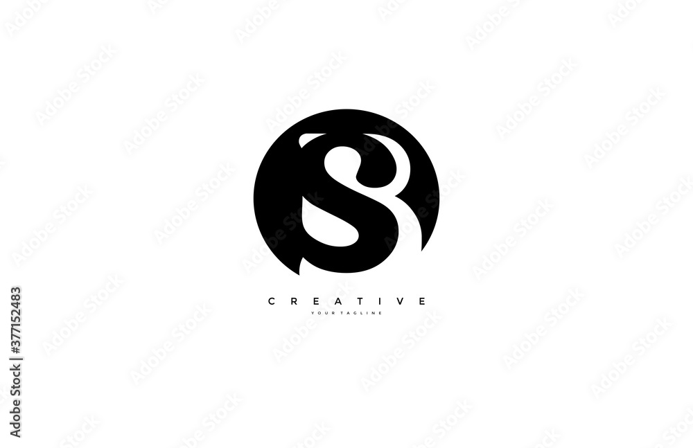 Poster s inside b logo simple initial circle shape design
