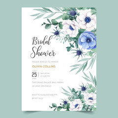 Beautiful Bridal Shower invitation design with anemone flower