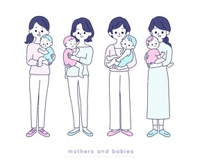 赤ちゃんを抱っこするお母さん達