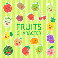 フルーツキャラクターのイラストセット