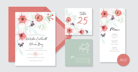 Fototapeta premium Wedding Invitation design template with beautiful Daffodil flowers