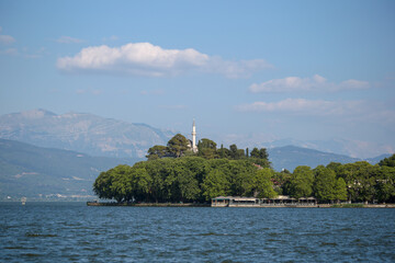 Fototapeta na wymiar ioannina city in the summer , lake pavotis greece