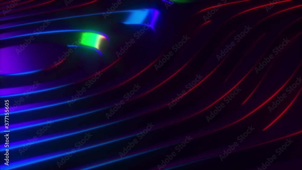 Poster 3d wavy surface. abstract waving background with neon ripples. liquid multicolor pattern, moving sha