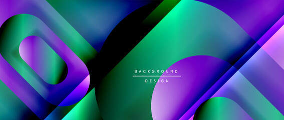 Vector geometric abstract background with lines and modern forms. Fluid gradient with abstract round shapes and shadow and light effects
