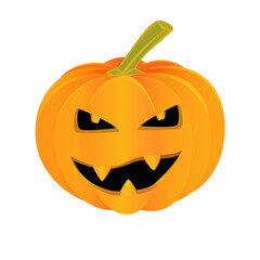Halloween smiling orange pumpkin.