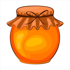 Apricot jam in a jar isolated vector. 