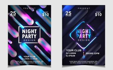 Music poster design background template with elegant colorful light Electro music and party night dance concept graphic can use for club night invitation, festival flyer, business event promotion