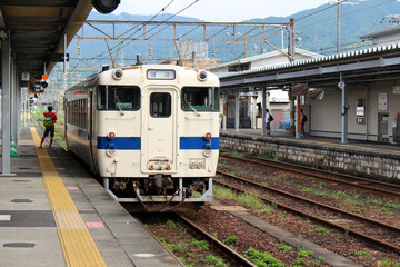 Obraz premium The platform of Yatsushiro Station of Kumamoto.