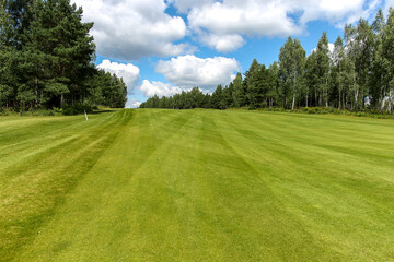 The Summer landscape golf course panorama and background. 