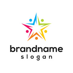 Star group colorful logo design vector