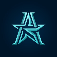 Letter KA or AK Star Monogram Logo,  Company emblem