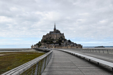 View on UNESCO beauty place - Mont Saint Michele in Normandy, France