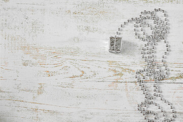 Christmas background. Preparing for the new year. Top view. New year concept. Flat composition with Christmas decorations on a wooden background, place for text.