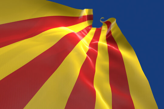 3d waving  flag from Catalunya, Spain 