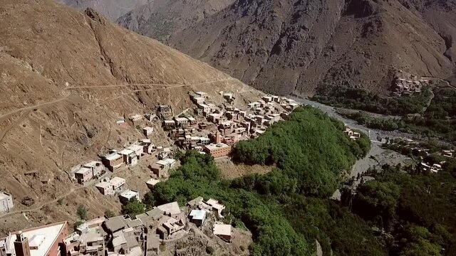 Aerial View of Imlil Town , Morocco 