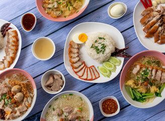Thai Food Mixes of Rice Dishes and Noodles 