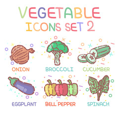 Vegetable Icon Set.
Pastel color and cute.