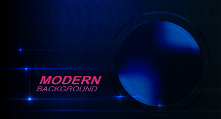 Abstract dark design with blue color gradient, glitter lines, dim arrows