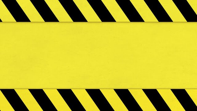 Yellow and black hazard tape background, distressed grunge texture animation